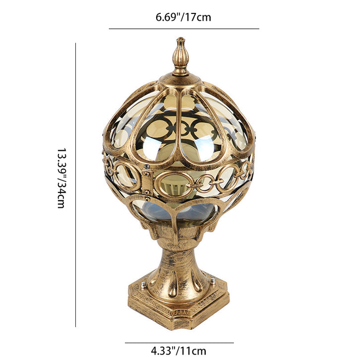 Traditional French Aluminum Glass Globe 1-Light Post Head Light Outdoor Light For Garden