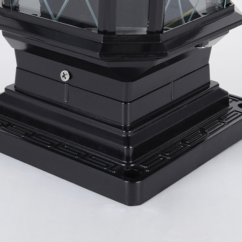 Traditional European Solar Aluminum Glass Octagonal LED Post Head Outdoor Light For Garden