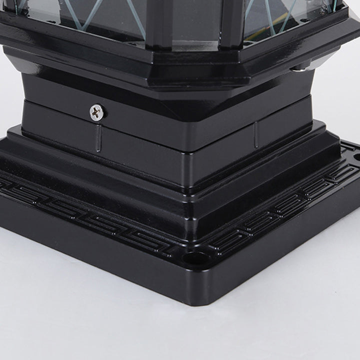 Traditional European Solar Aluminum Glass Octagonal LED Post Head Outdoor Light For Garden