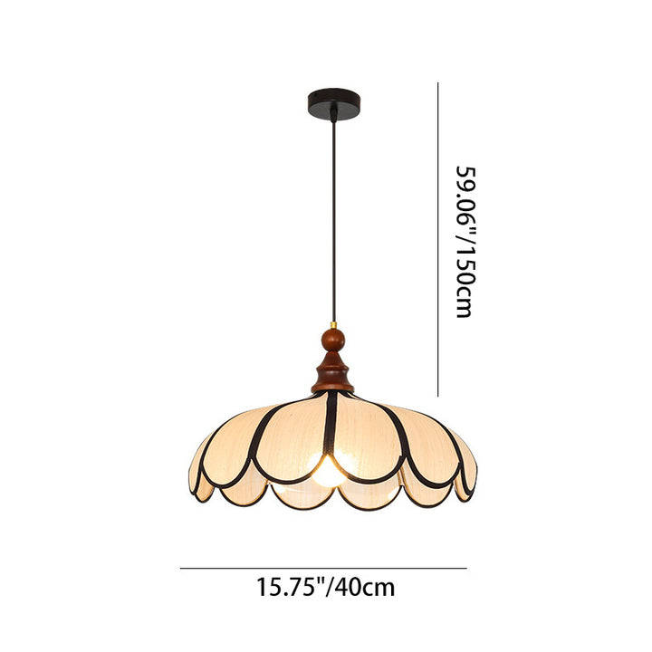 Traditionelle französische Jute Eisen Holz Floral 1-Licht Pendelleuchte für Wohnzimmer 