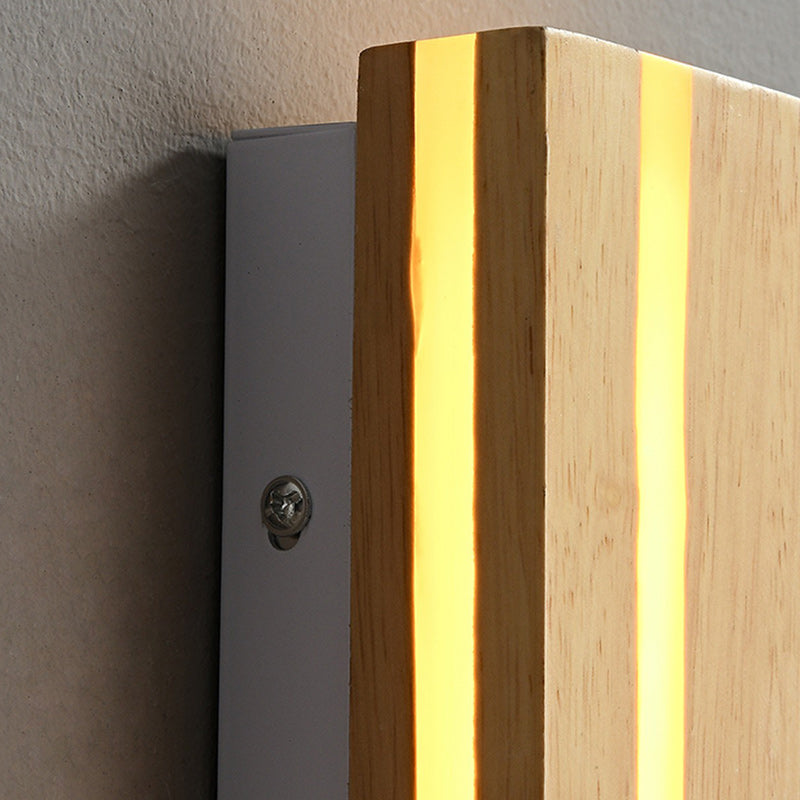 Zeitgenössische nordische Holzharz rechteckige rissige Holzmaserung LED-Wandleuchte für das Wohnzimmer 