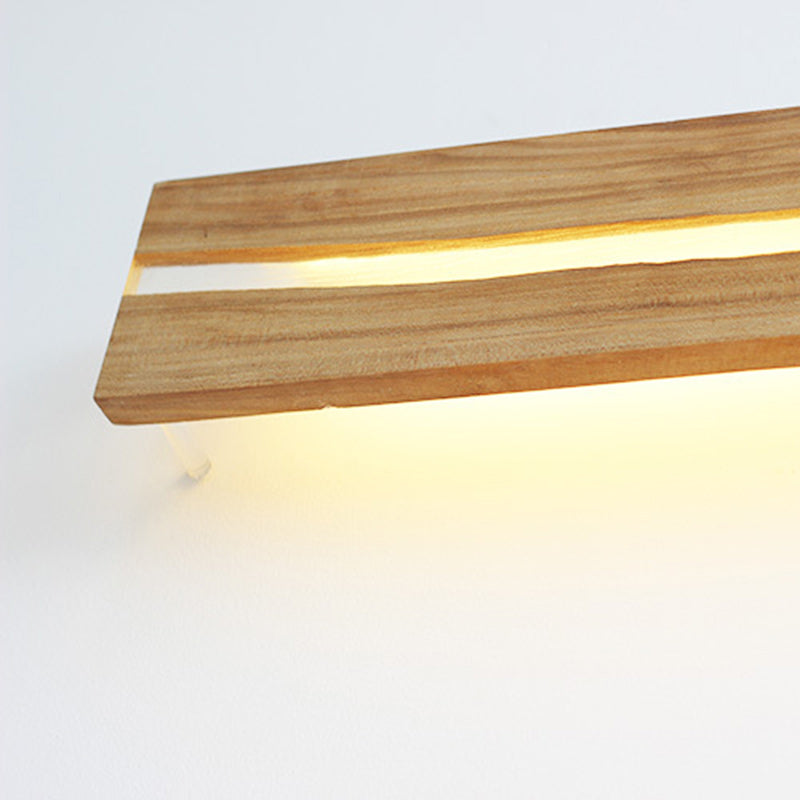 Zeitgenössische nordische Holzharz rechteckige rissige Holzmaserung LED-Wandleuchte für das Wohnzimmer 