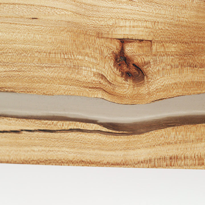 Zeitgenössische nordische Holzharz rechteckige rissige Holzmaserung LED-Wandleuchte für das Wohnzimmer 