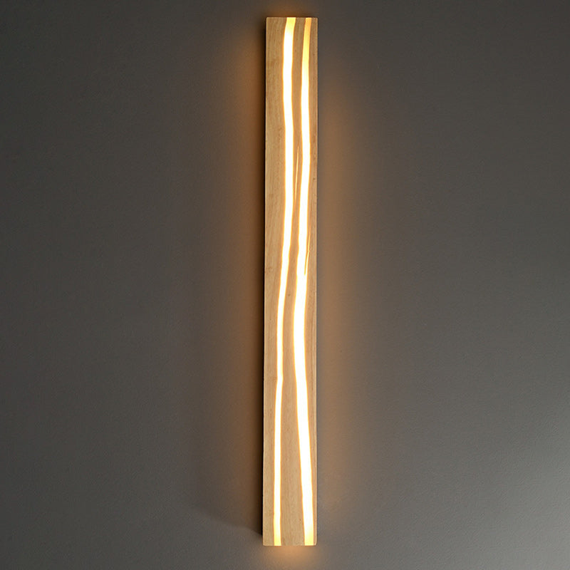 Applique murale LED en résine de bois rectangulaire contemporaine nordique avec grain de bois fissuré pour salon 