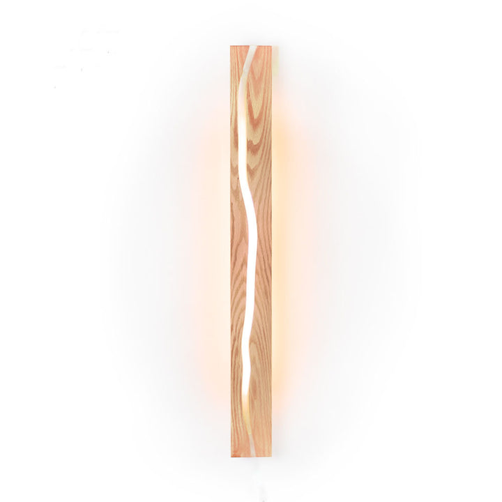 Zeitgenössische nordische Holzharz rechteckige rissige Holzmaserung LED-Wandleuchte für das Wohnzimmer 