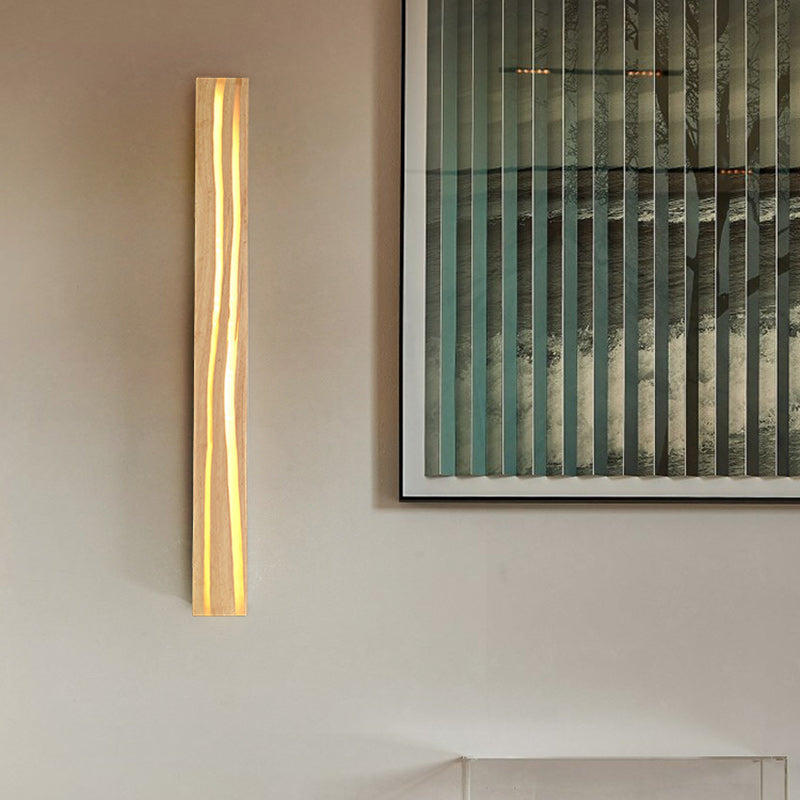 Zeitgenössische nordische Holzharz rechteckige rissige Holzmaserung LED-Wandleuchte für das Wohnzimmer 