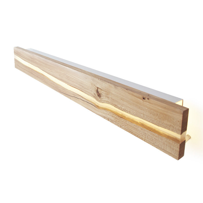 Applique murale LED en résine de bois rectangulaire contemporaine nordique avec grain de bois fissuré pour salon 