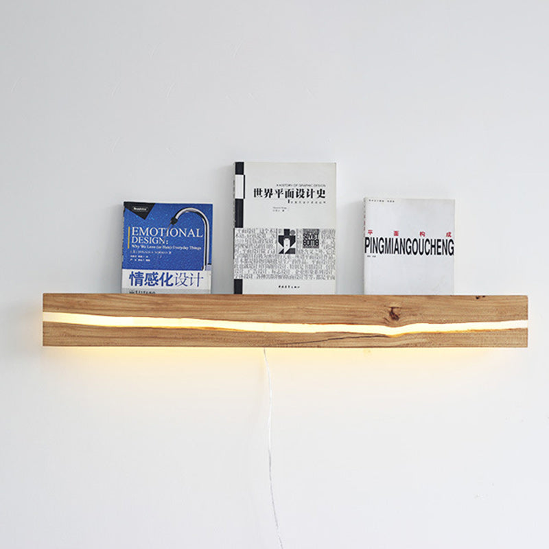 Zeitgenössische nordische Holzharz rechteckige rissige Holzmaserung LED-Wandleuchte für das Wohnzimmer 
