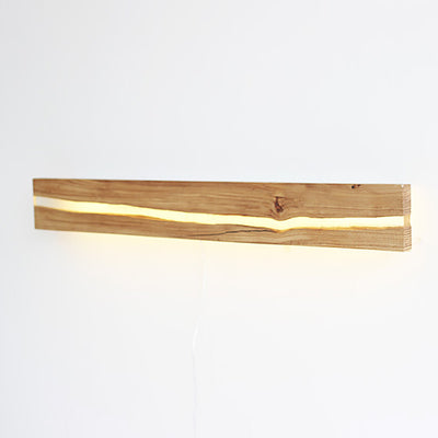 Applique murale LED en résine de bois rectangulaire contemporaine nordique avec grain de bois fissuré pour salon 