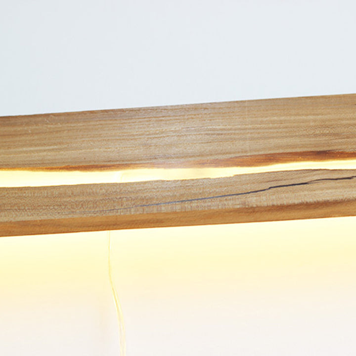 Zeitgenössische nordische Holzharz rechteckige rissige Holzmaserung LED-Wandleuchte für das Wohnzimmer 