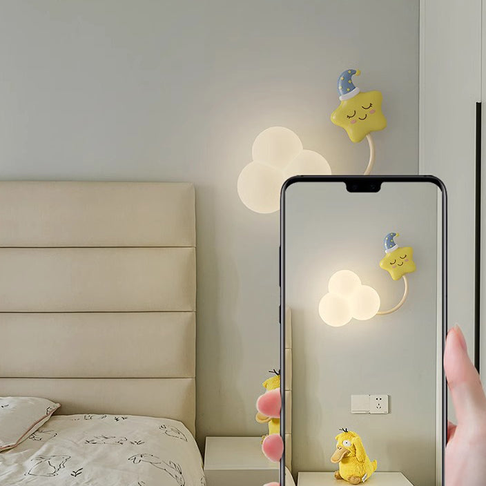 Contemporary Creative Iron &amp; Plastic Cloud-Shaped LED Wall Sconce Lamp For Bedroom