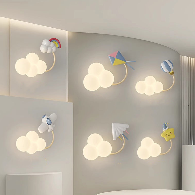 Contemporary Creative Iron &amp; Plastic Cloud-Shaped LED Wall Sconce Lamp For Bedroom