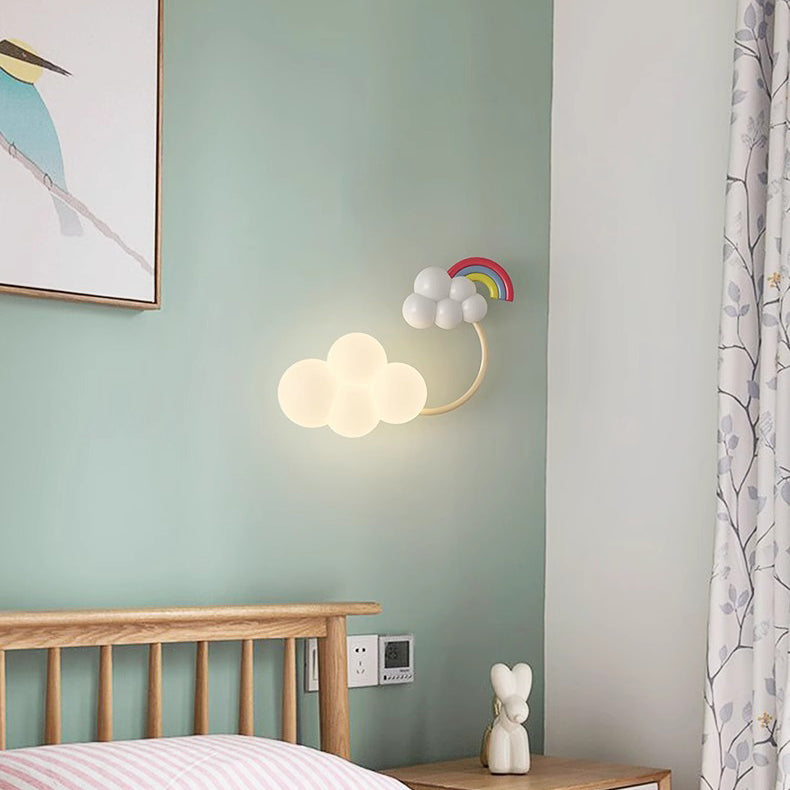 Contemporary Creative Iron &amp; Plastic Cloud-Shaped LED Wall Sconce Lamp For Bedroom