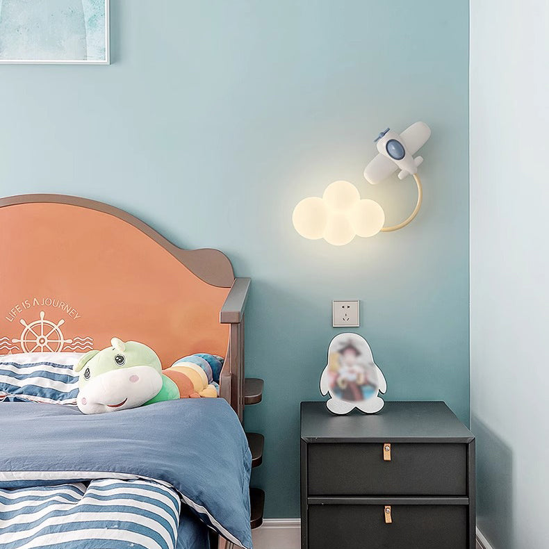 Contemporary Creative Iron &amp; Plastic Cloud-Shaped LED Wall Sconce Lamp For Bedroom