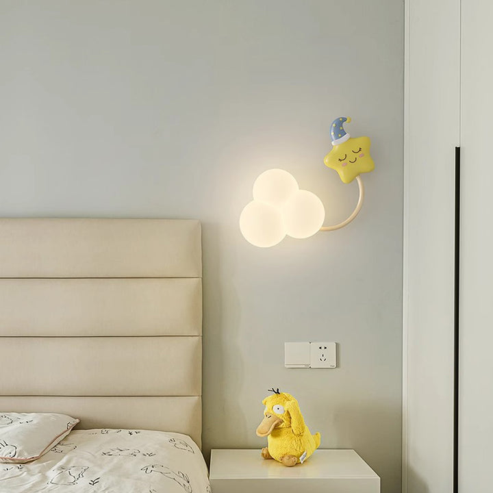 Contemporary Creative Iron &amp; Plastic Cloud-Shaped LED Wall Sconce Lamp For Bedroom