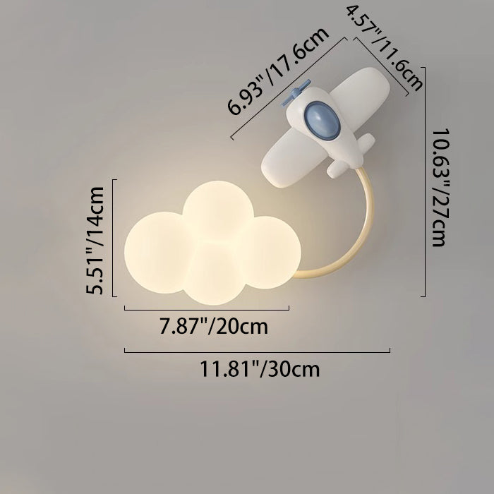 Contemporary Creative Iron &amp; Plastic Cloud-Shaped LED Wall Sconce Lamp For Bedroom