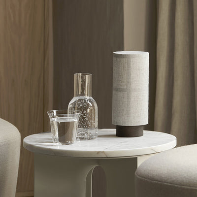 Traditional Japanese Fabric & Wood Cylindrical 1-Light Table Lamp For Bedroom