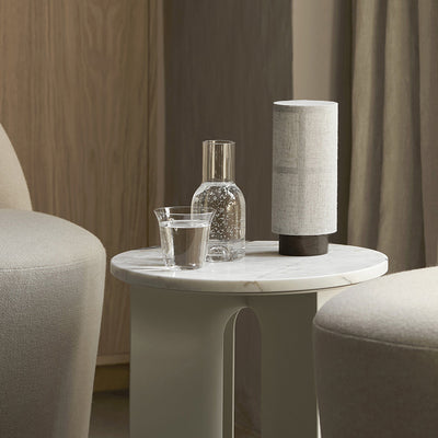 Traditional Japanese Fabric & Wood Cylindrical 1-Light Table Lamp For Bedroom