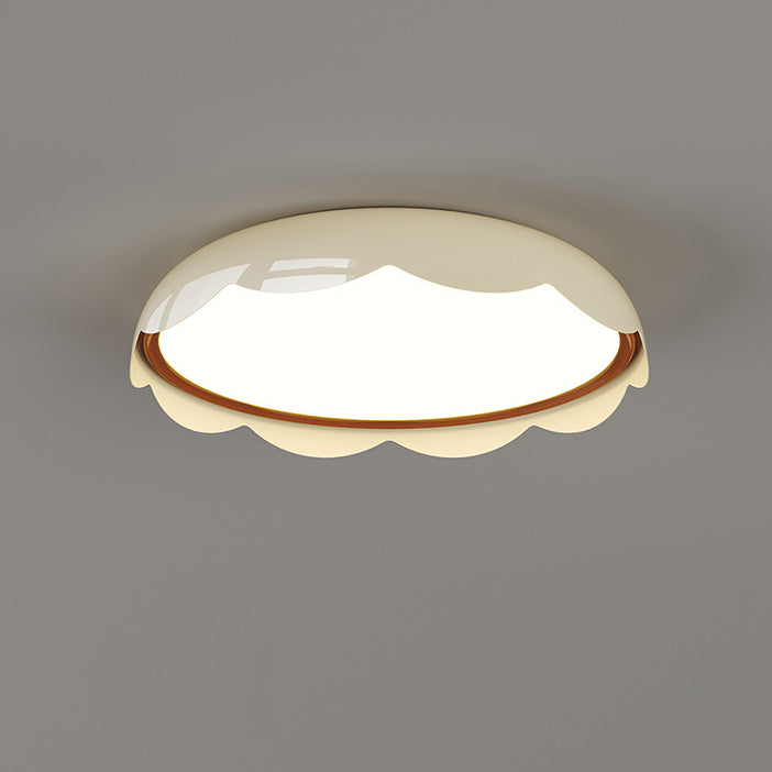 Modern Minimalist Iron &amp; PE Wave Pattern LED Flush Mount Ceiling Light For Bedroom