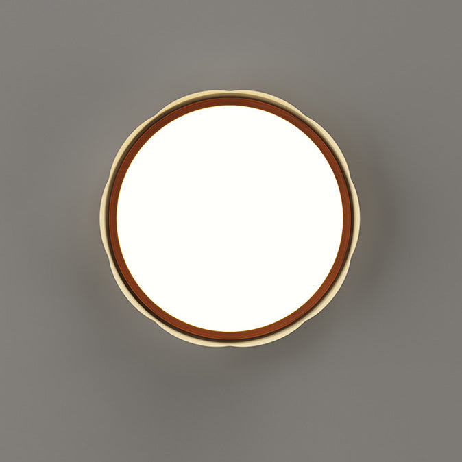 Modern Minimalist Iron &amp; PE Wave Pattern LED Flush Mount Ceiling Light For Bedroom