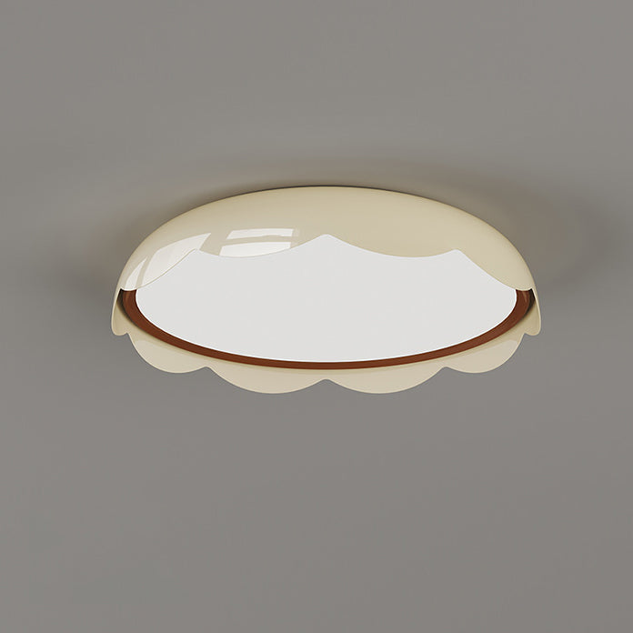 Modern Minimalist Iron &amp; PE Wave Pattern LED Flush Mount Ceiling Light For Bedroom