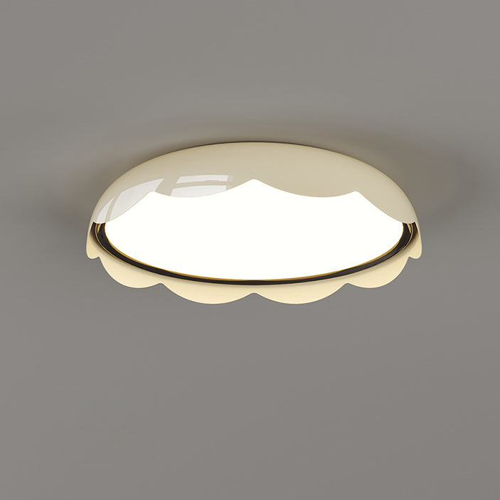 Modern Minimalist Iron &amp; PE Wave Pattern LED Flush Mount Ceiling Light For Bedroom