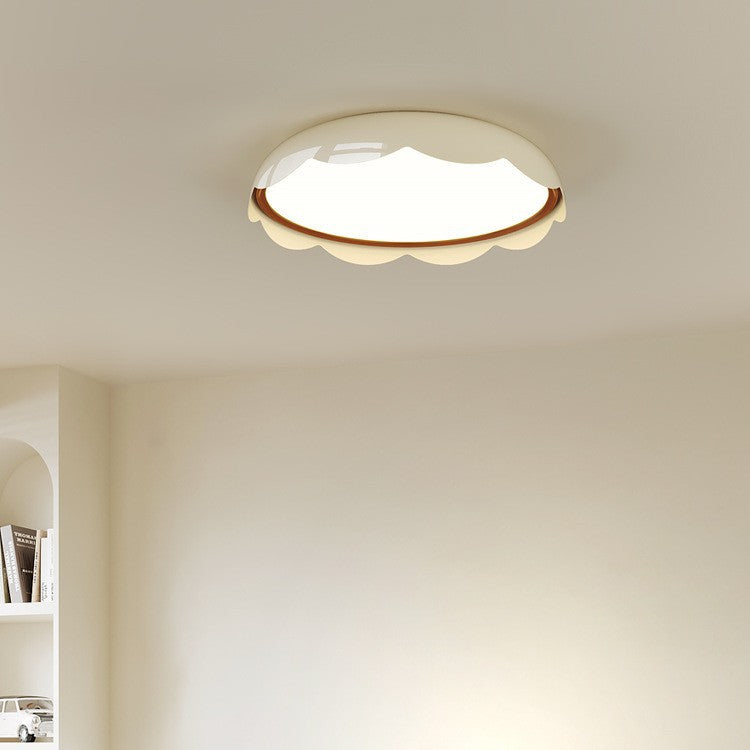 Modern Minimalist Iron &amp; PE Wave Pattern LED Flush Mount Ceiling Light For Bedroom