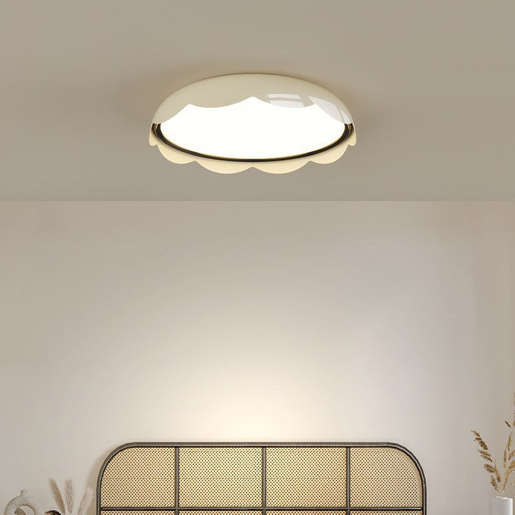 Modern Minimalist Iron &amp; PE Wave Pattern LED Flush Mount Ceiling Light For Bedroom