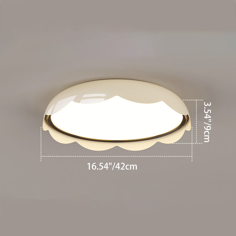Modern Minimalist Iron &amp; PE Wave Pattern LED Flush Mount Ceiling Light For Bedroom
