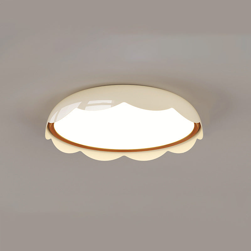 Modern Minimalist Iron &amp; PE Wave Pattern LED Flush Mount Ceiling Light For Bedroom
