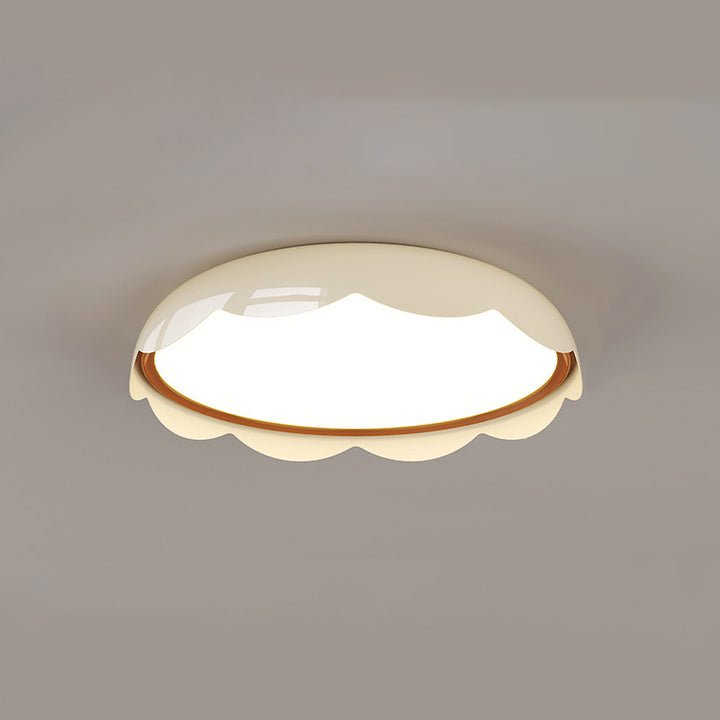 Modern Minimalist Iron &amp; PE Wave Pattern LED Flush Mount Ceiling Light For Bedroom