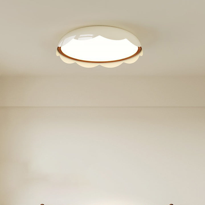 Modern Minimalist Iron &amp; PE Wave Pattern LED Flush Mount Ceiling Light For Bedroom