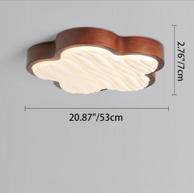 Contemporary Nordic Wood & Acrylic Floral LED Flush Mount Ceiling Light For Bedroom