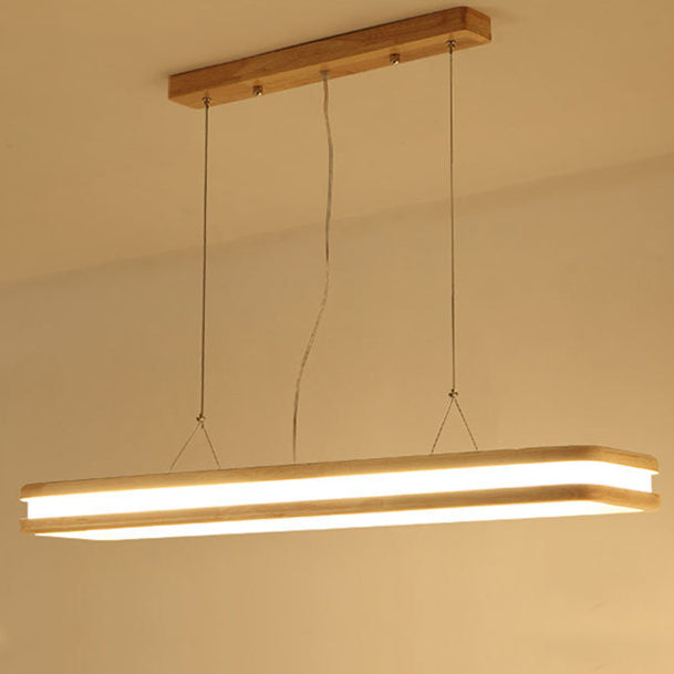 Traditionelle japanische Holz-Acryl-Rechteckige LED-Insel-Leuchter für Esszimmer 