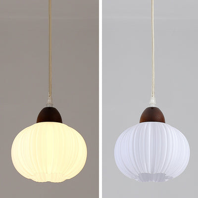 Lustre suspendu rond à 1 lumière en bois massif nordique contemporain et acrylique à rayures florales pour salon 