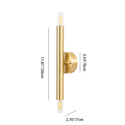 Applique murale cylindrique en laiton nordique contemporain à 2 lumières pour chambre 
