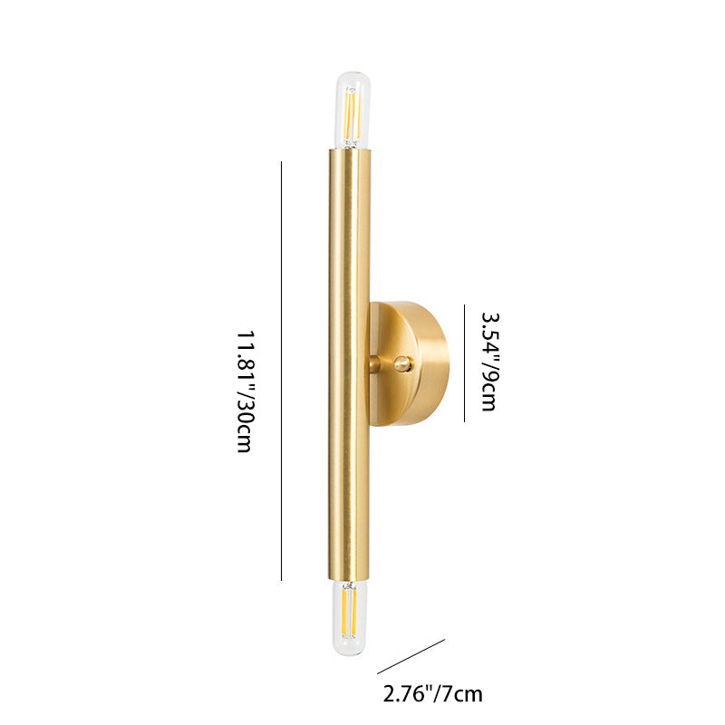 Applique murale cylindrique en laiton nordique contemporain à 2 lumières pour chambre 