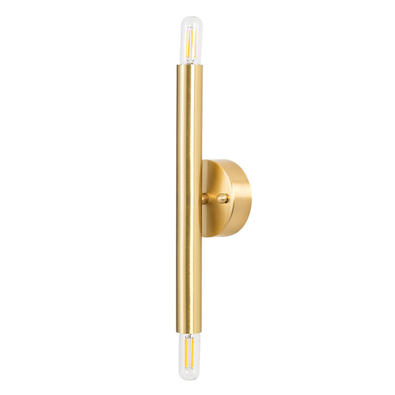 Applique murale cylindrique en laiton nordique contemporain à 2 lumières pour chambre 