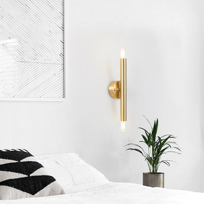 Applique murale cylindrique en laiton nordique contemporain à 2 lumières pour chambre 