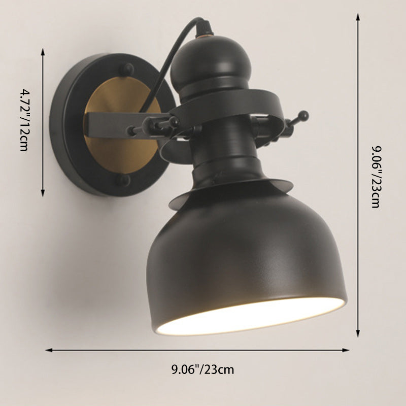 Zeitgenössische industrielle Eisen-Schalenförmige 1-Licht-Wandleuchte für das Wohnzimmer 