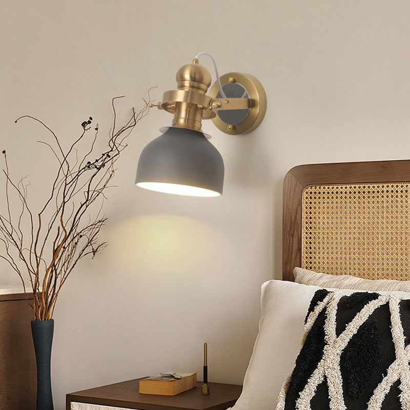 Zeitgenössische industrielle Eisen-Schalenförmige 1-Licht-Wandleuchte für das Wohnzimmer 