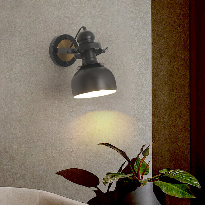 Zeitgenössische industrielle Eisen-Schalenförmige 1-Licht-Wandleuchte für das Wohnzimmer 