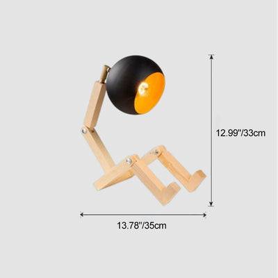 Lampe de table contemporaine homme en bois et fer nordique ronde à 1 lumière pour chambre 