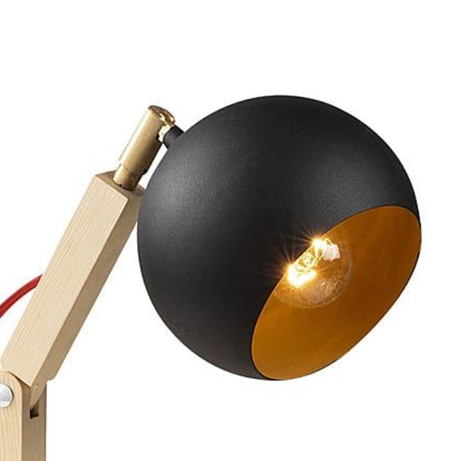 Lampe de table contemporaine homme en bois et fer nordique ronde à 1 lumière pour chambre 