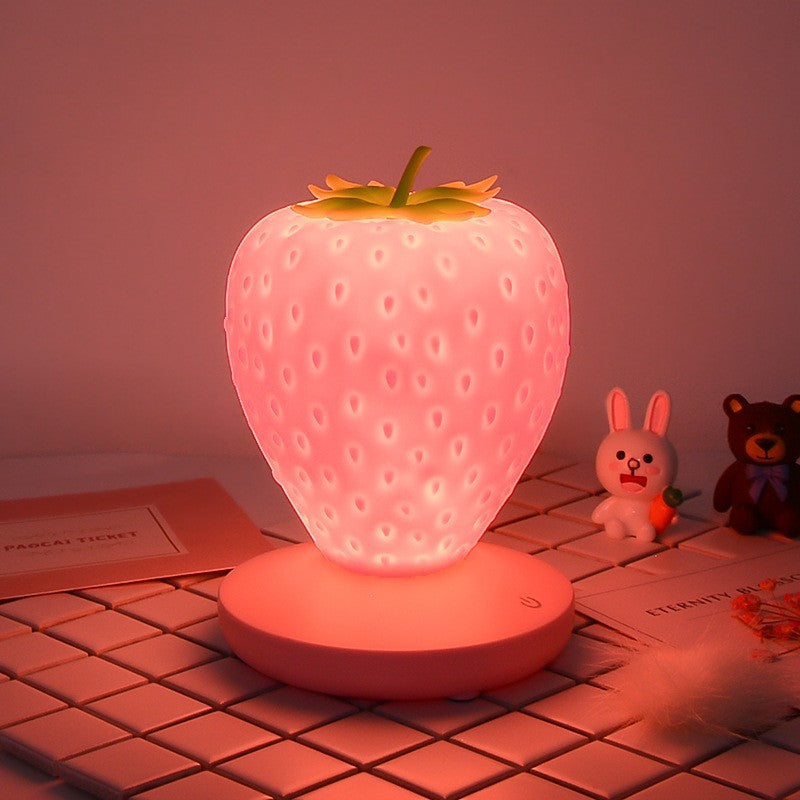 Contemporary Creative ABS &amp; Silicone Strawberry LED Table Lamp Night Light For Bedroom