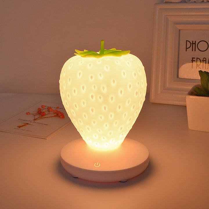 Contemporary Creative ABS &amp; Silicone Strawberry LED Table Lamp Night Light For Bedroom
