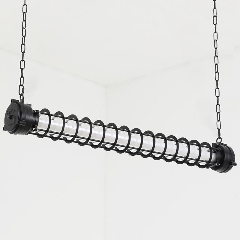 Lustre contemporain en fer industriel cylindrique à LED pour îlot de salle à manger 