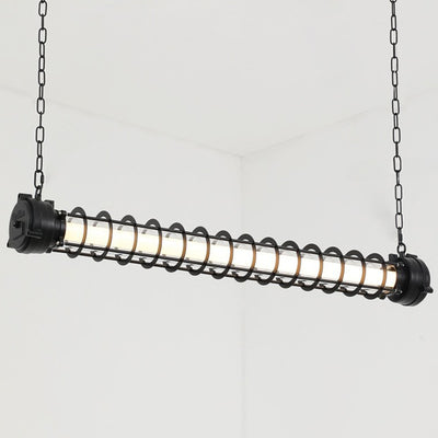 Lustre contemporain en fer industriel cylindrique à LED pour îlot de salle à manger 