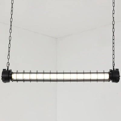 Lustre contemporain en fer industriel cylindrique à LED pour îlot de salle à manger 