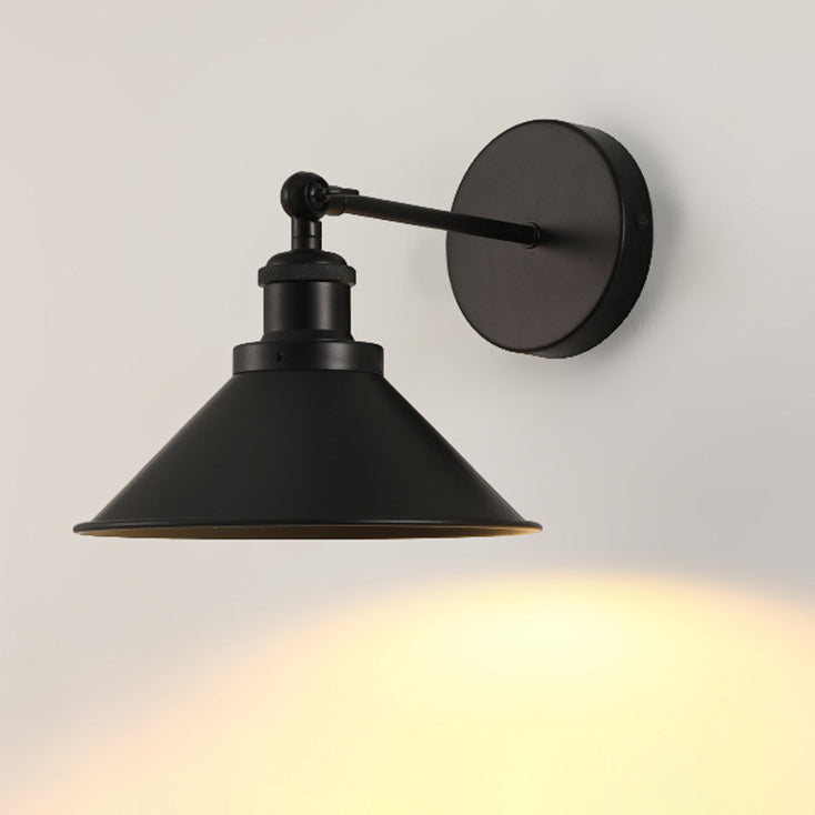 Lámpara Aplique de Pared de Cono Redondo de Hierro Retro Contemporáneo de 1 Luz para Sala de Estar 